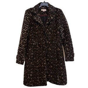 Merona Women's Animal Print Long Wool Blend Coat | Size Medium | Cheetah